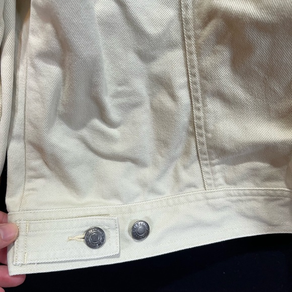 L.L. Bean Denim Jacket Cream Ecru Ditsy Floral Accent Size Large - Picture 8 of 8